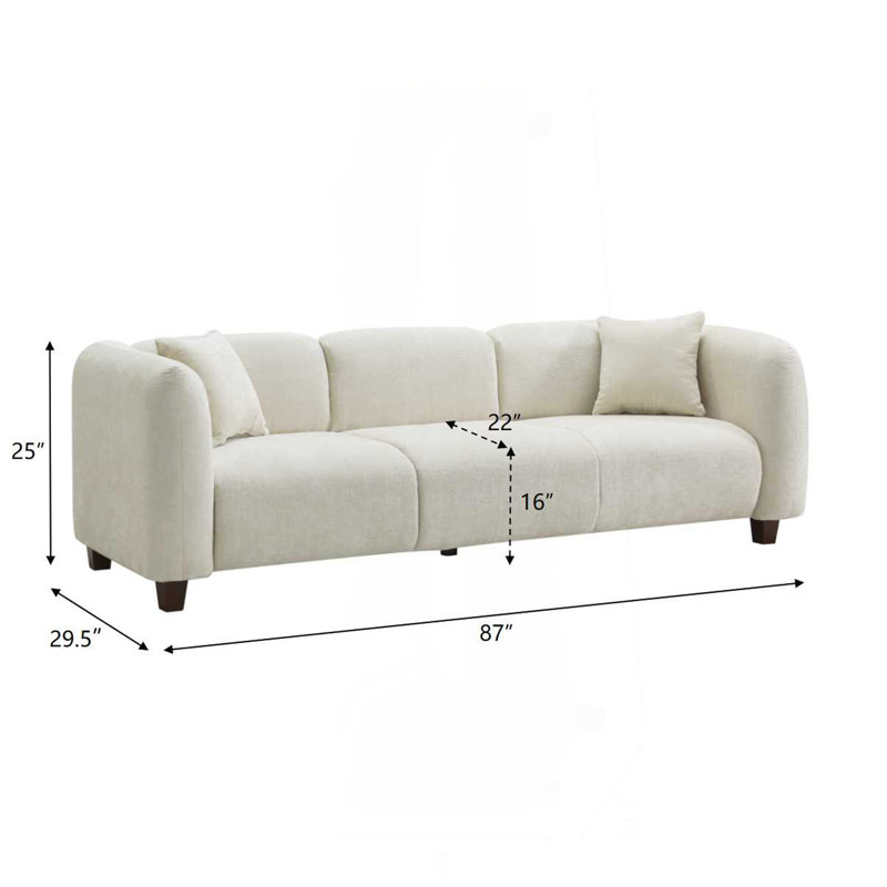 Latitude Run® 87 In. 3 Seater Modern Upholstered - Wayfair Canada