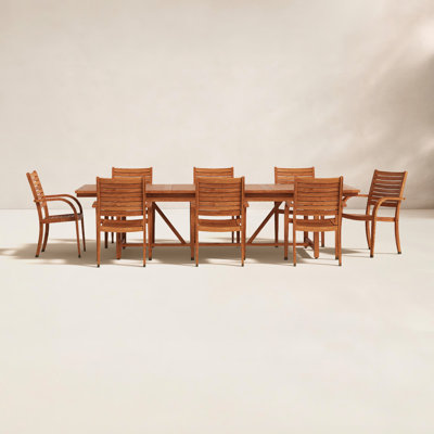 Alyisa 118" Eucalyptus Patio Dining Set