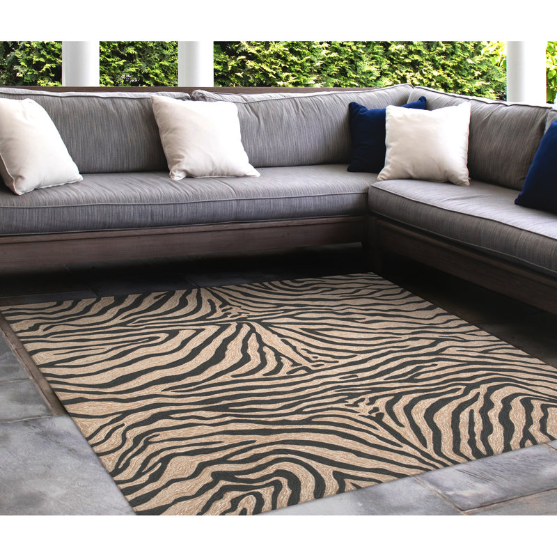 Anavae Hand Tufted Animal Print Indoor / Outdoor Rug, Square 8'
