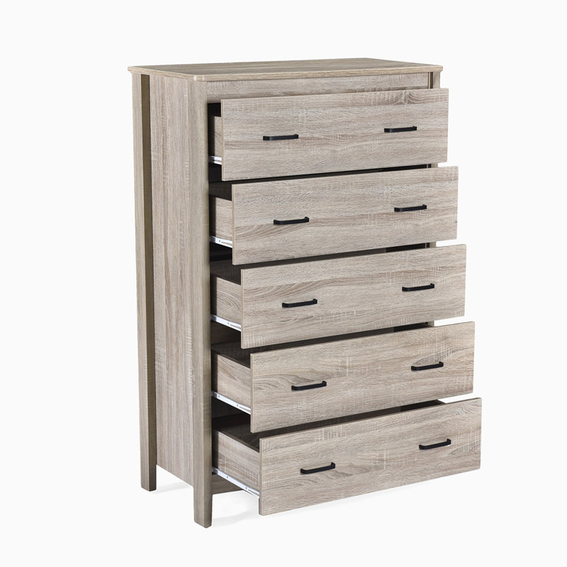 Commode 5 tiroirs Toolless, Chêne