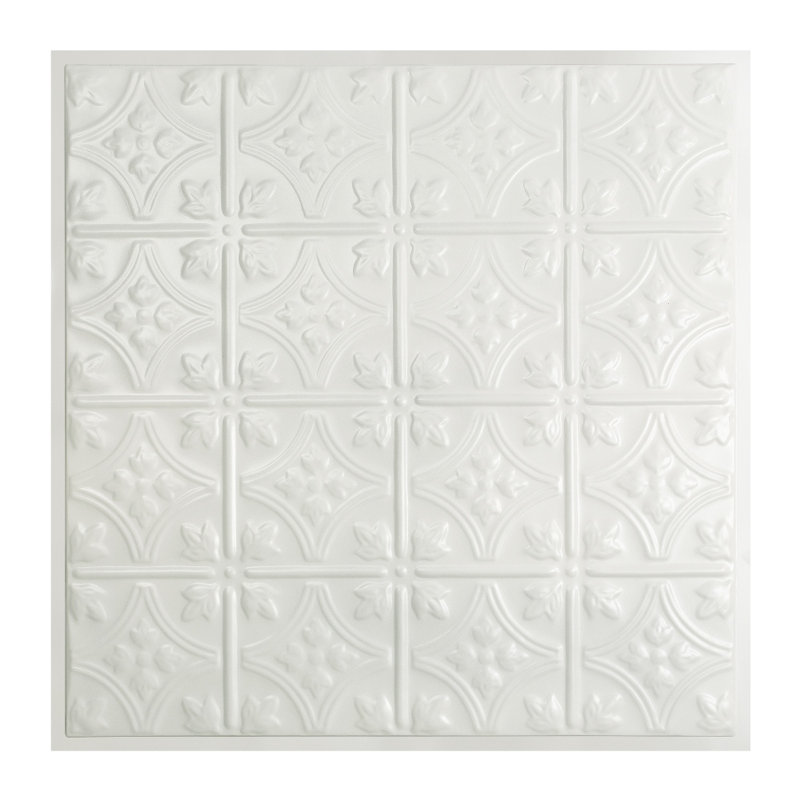 Tuile de plafond Great Lakes Tin Hamilton 2 pi x 2 pi (paquet de 5), Blanc mat