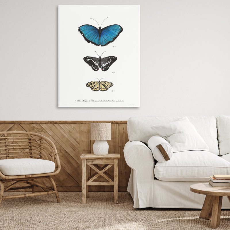 Art mural rétro sur toile, "Papillons" par Connie Resch, H 48 po x l 36 po
