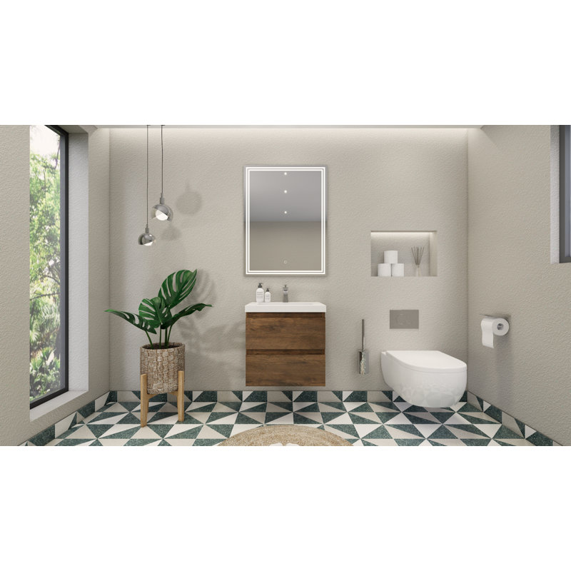 Aylanna Single Bathroom Vanity with Acrylic Top, Rosewood