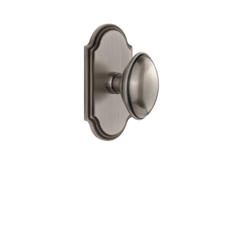 Grandeur Arc Plate Single Dummy with Eden Prairie Door Knob, Antique Pewter