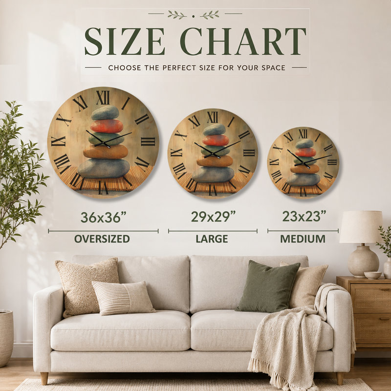  Horloge murale en bois Boho, Oversized