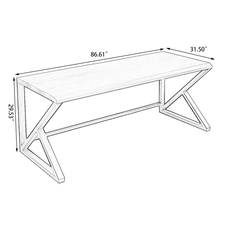 Dark Walnut Rectangular Solid Wood desks, 29.53" H x 86.61" W x 31.5" D