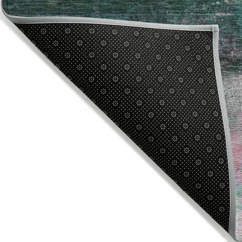 Machine Washable Indoor/Outdoor Xhevrie Green Rug, Runner 2'3" x 7'6"