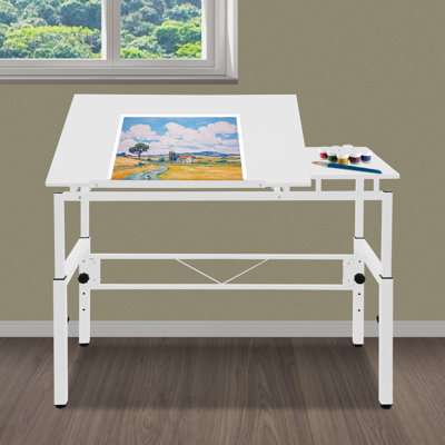 Floorstanding Rectangular Adjustable Tiltable Tabletop Drawing Desk by Latitude Run