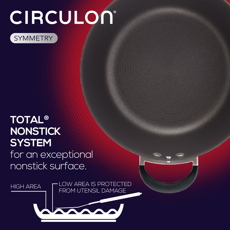 Circulon Symmetry Hard-Anodized Nonstick 5.5-Quart Casserole with Lid, Black