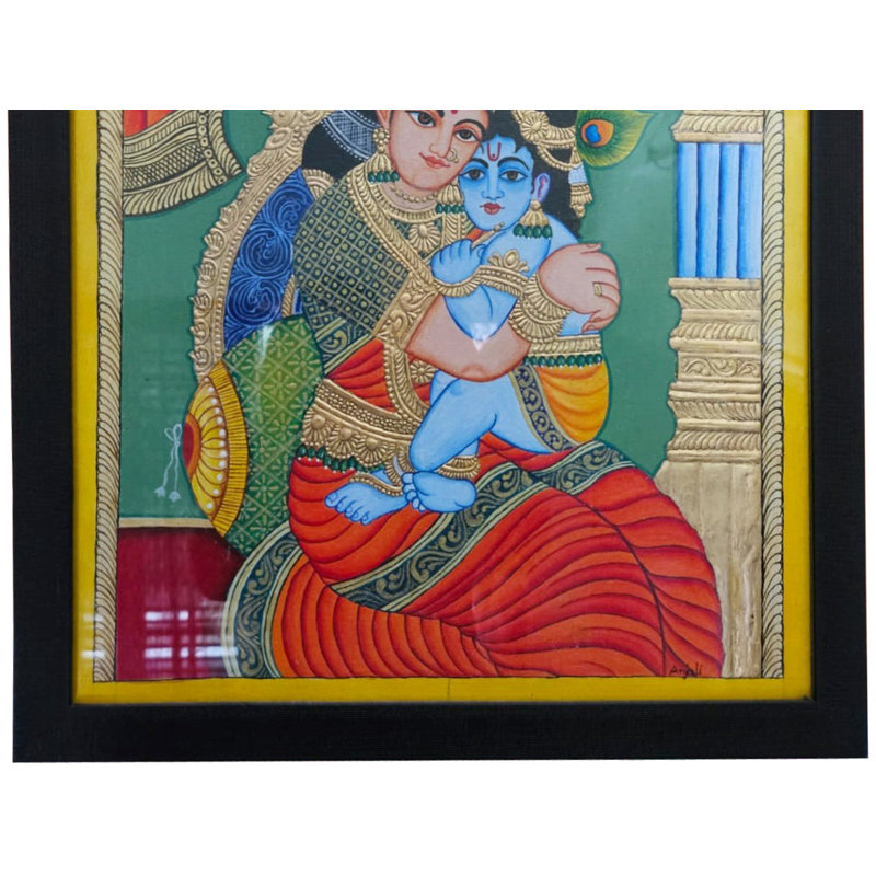 Maiya Yashoda avec Bal Krishna | Peinture de MySore par Anjali Ram