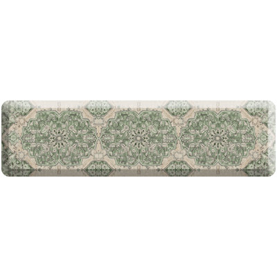 Designer Comfort Anti‑Fatigue Kitchen Comfort Mat – Paloma Medallion Green