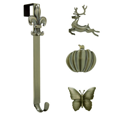 Adjustable Length Wreath Hanger with 4 Interchangeable Icons