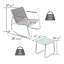 Ensemble de chaises berçantes 3 pièces Kozyard, ensemble bistro d'extérieur à bascule Textilene avec accoudoirs en bois, ensemble de conversation extérieur avec table en verre pour pelouse, porche, jardin, balcon, bord de piscine, blanc-101124301-101124302