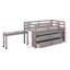 Lit mezzanine simple en bois avec bureau d'écriture rétractable, 4 tiroirs et tablettes de rangement, lit mezzanine avec bureau mobile latéral-1280994264