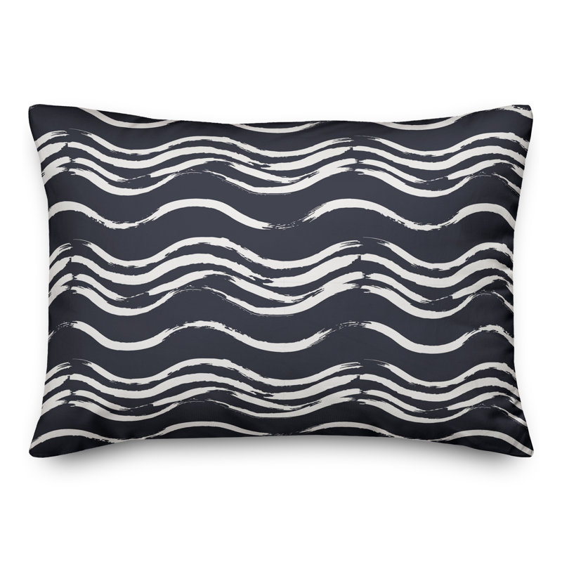 Coussin extérieur Black Waves, H 18 po x l 25 po, Bleu marine