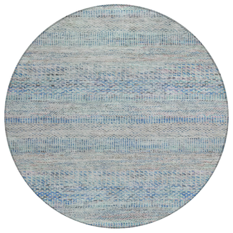 Viviennea Blue Washable Indoor-Outdoor Rug - LOOMLAN, 8' x 8'