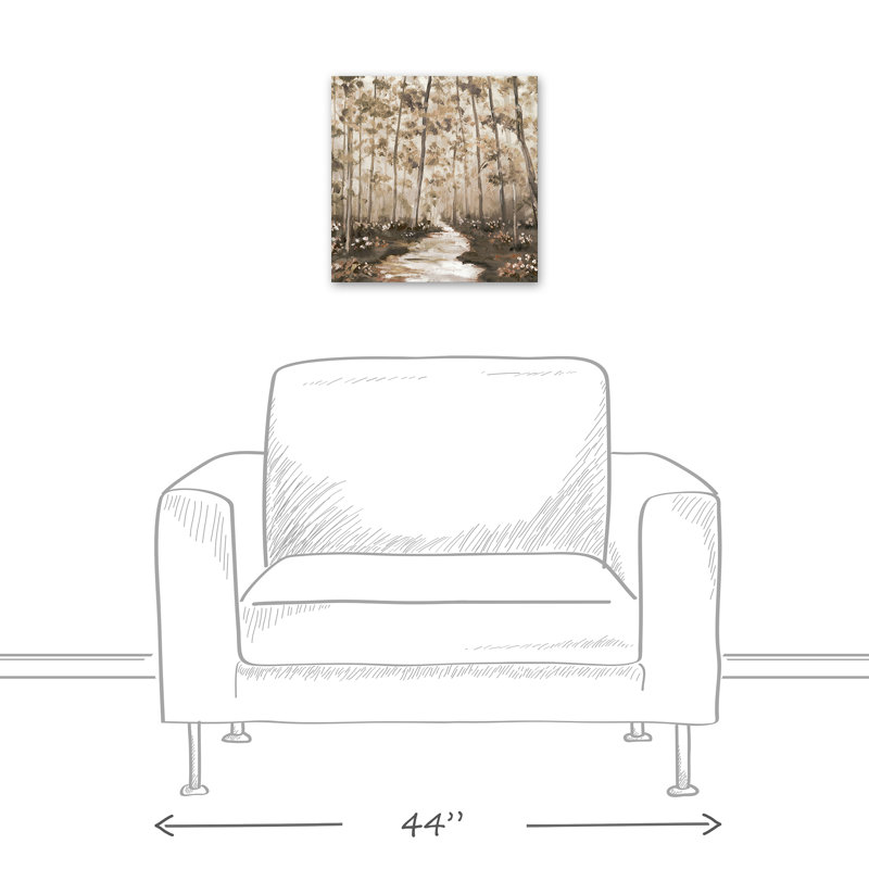 Chemin bordé d'arbres sur toile, H 12 po x l 12 po x P 1,25 po