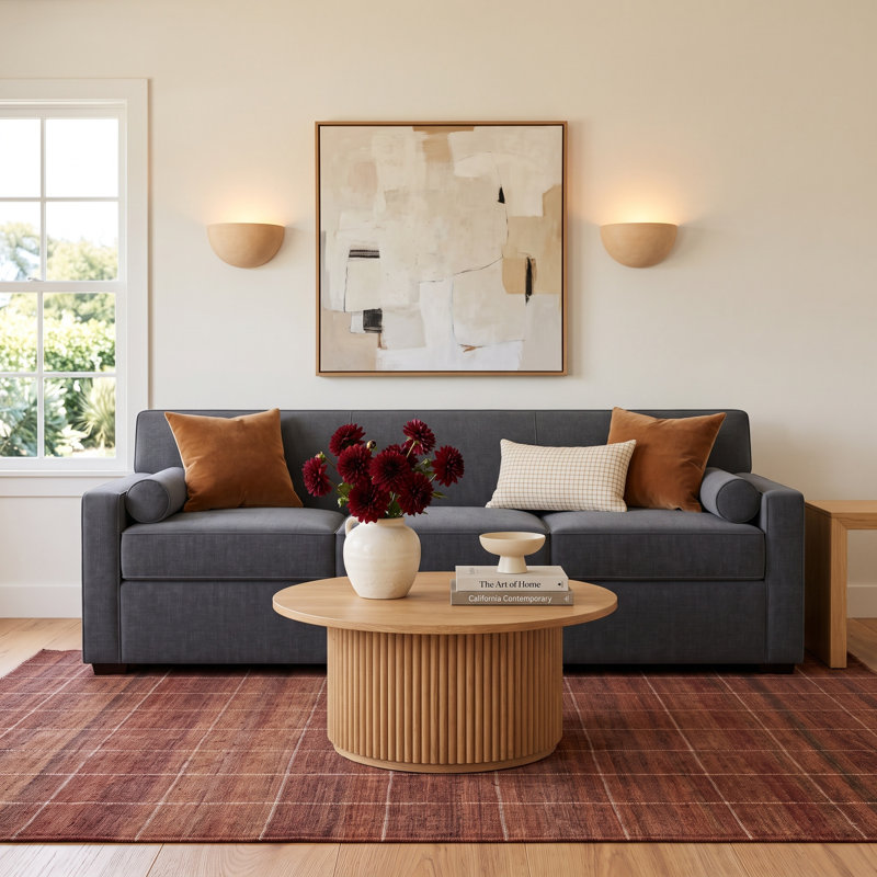Francesca 92" Upholstered Sofa, Andrew Slate Performance Chenille