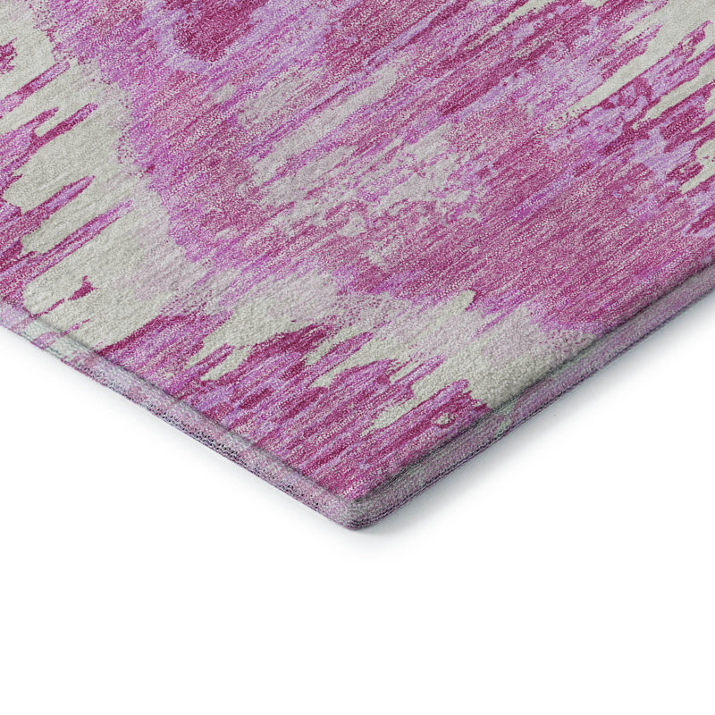 Premium Machine Washable Prisco Pink Rug, Rectangle 1'8" x 2'6"