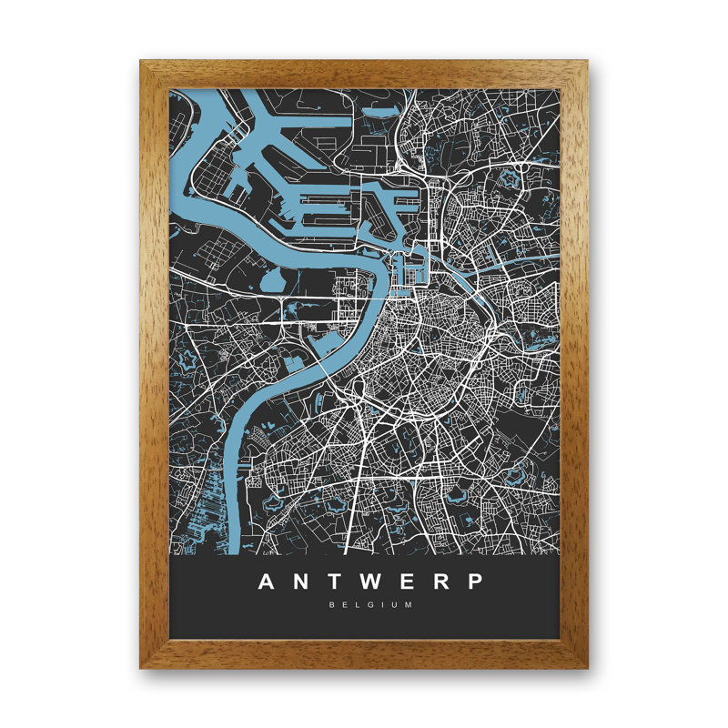 Antwerp - Print, 63cm H x 46cm W x 3cm D, Brown Paper