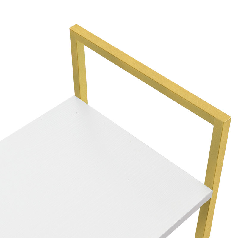 Kiyler Bookcase, Gold/White, (6 Shelves) 69.6" H x 23.6" W x 11.8" D