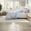 Ensemble de literie pour très grand lit, édredon en microfibre à motif floral bleu