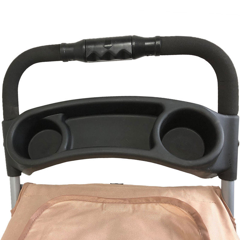 Tan 3-Wheel Jogging Pet Stroller with Storage Basket