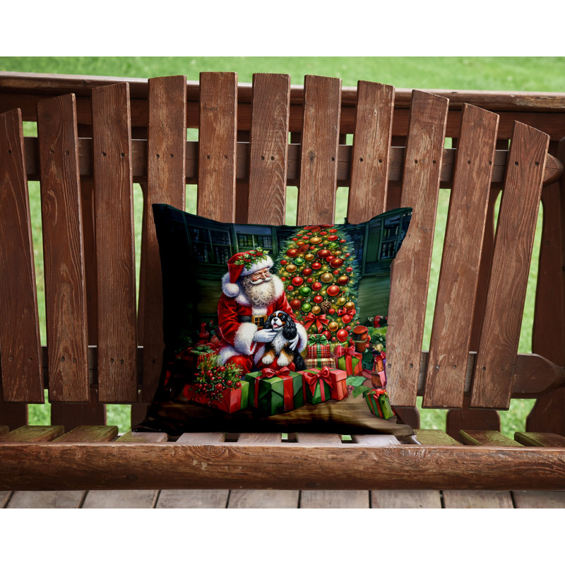 Coussin décoratif Cavalier Spaniel and Santa Claus, H 14 po x l 14 po