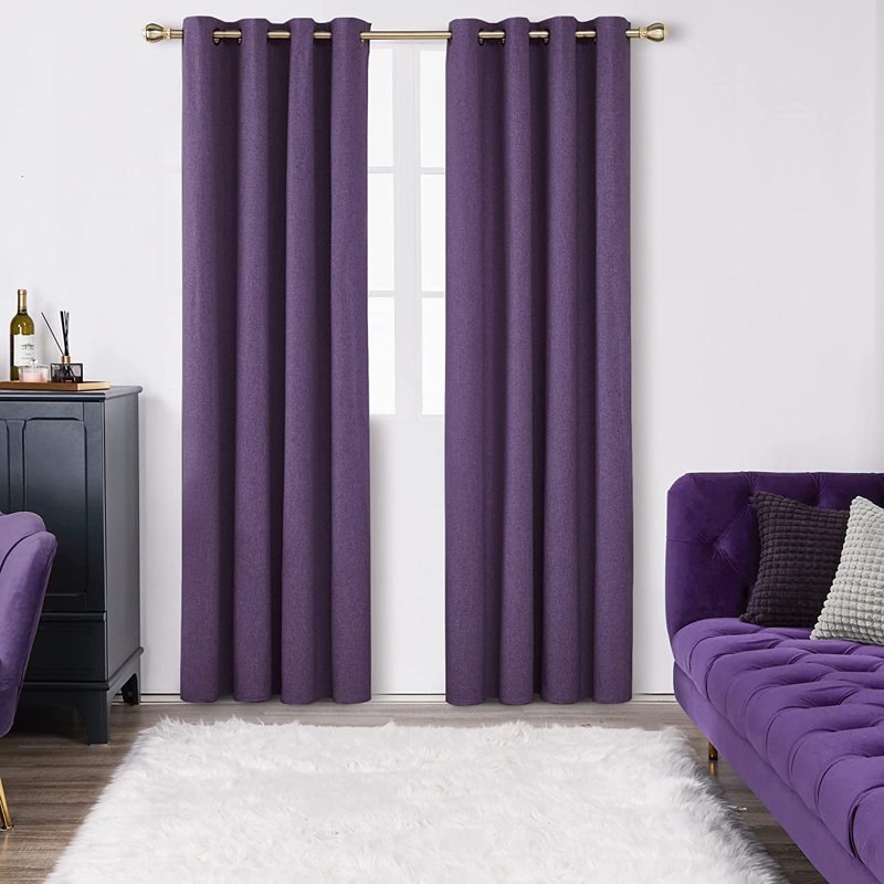 Alhamdi Blackout Curtain Pair, 117cm Width x 229cm Drop, Purple Grape