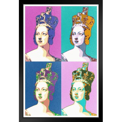 Queen Victoria Pink And Blue Pop Art Print Black Wood Framed Poster 14X20 -  Rosdorf Park, 6125A75CD68B41558E0109ED8F6A8088