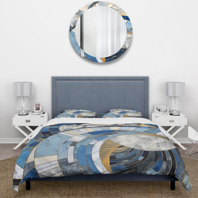 Ensemble de housse de couette Gold Constructing Blue Realms I - Abstract Shapes