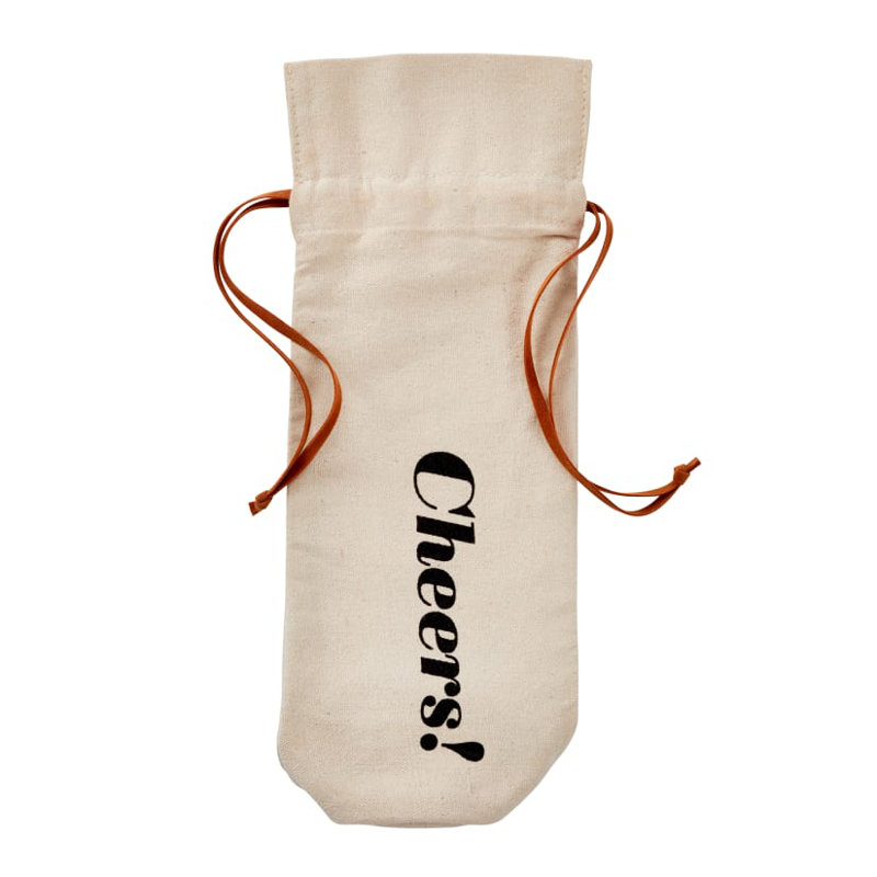 Canvas Wine Bottle Gift Bags With Leather Ties (Set of 5)
