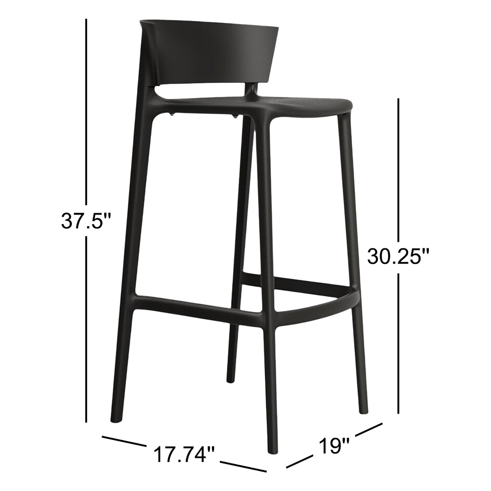 Africa Bar / Counter Stool, Black, Bar Stool (30" Seat Height)