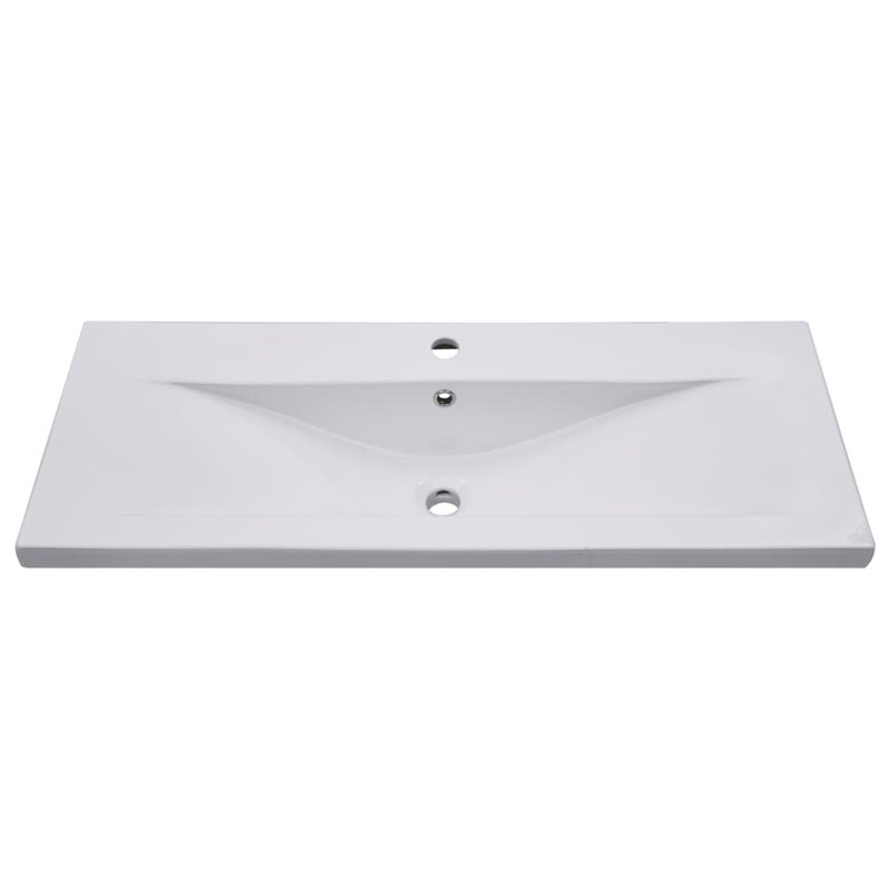 Belfry Bathroom Albrecht 910mm L x 395mm W Ceramic Rectangular Sink with Overflow, Light Grey, 91mm W x 39.5mm D x 18.5mm H