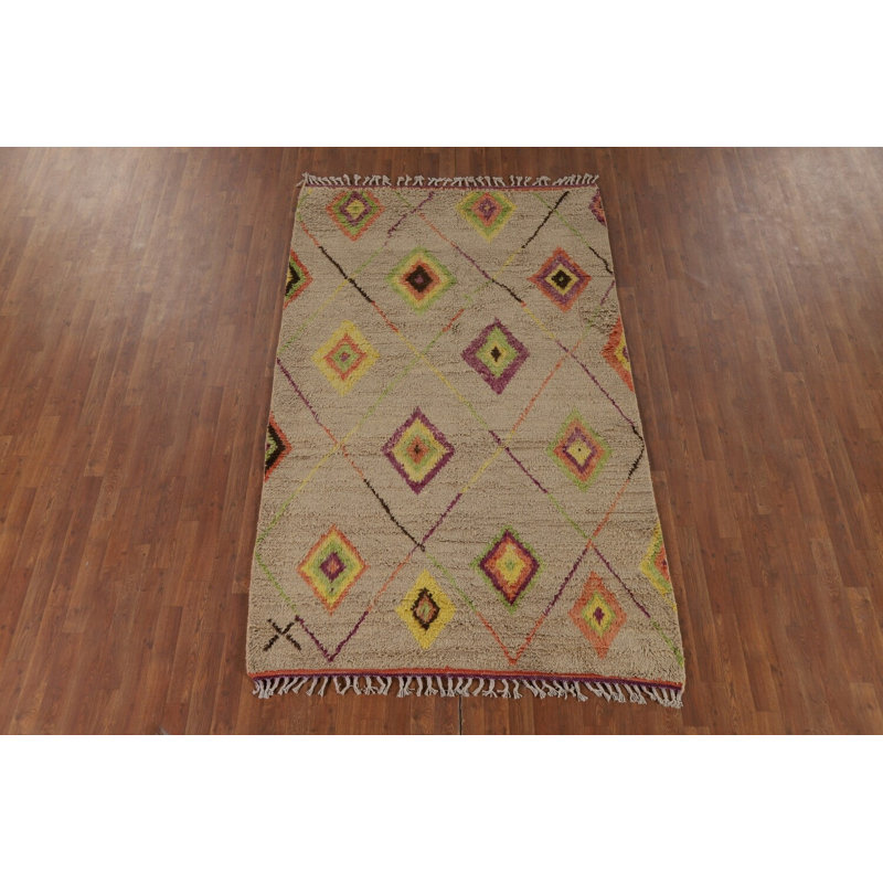 Tapis marocain en laine à motif géométrique Trellis 5 x 8