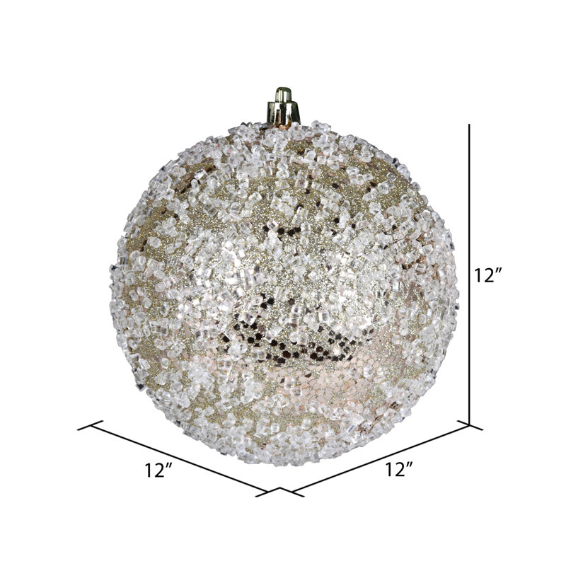Ornement boule scintillante, H 12 po x l 12 po x P 12 po, Champagne, 1