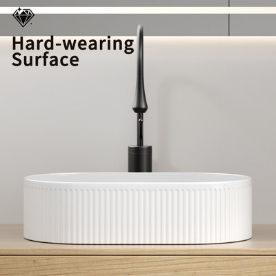 Lavabo de salle de bain ovale en céramique en porcelaine 19 po Hysham (robinet non inclus)