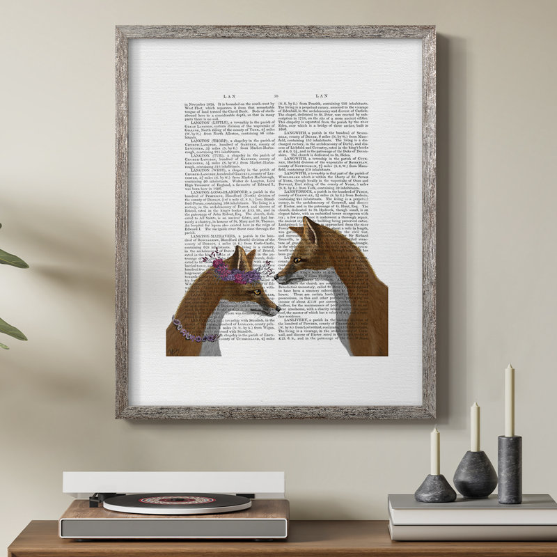 Fox Lovers Framed Print - Solid Wood