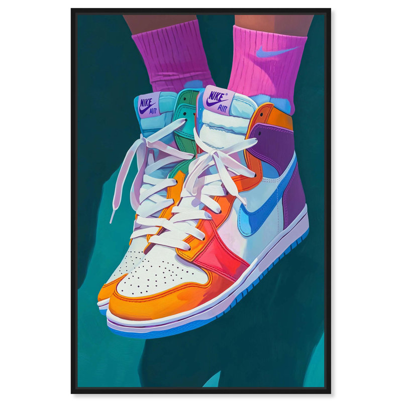 Affiche colorée Sneakerhead par Art Remedy, Cadre flottant noir, H 16 po x l 11 po