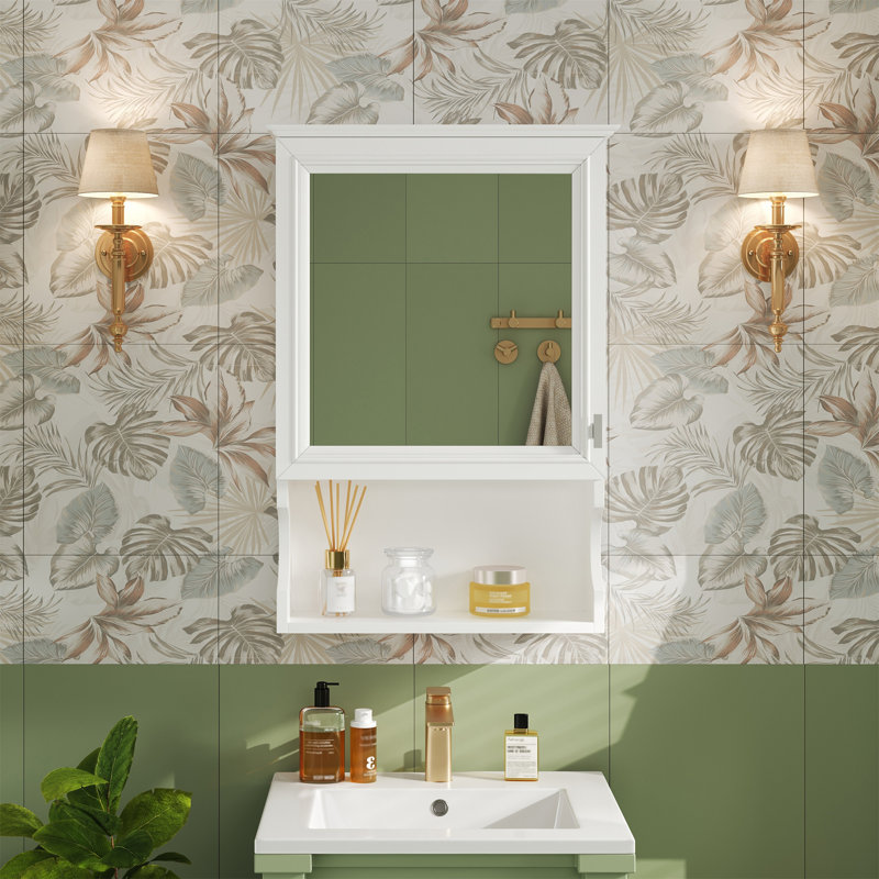 Armoire de rangement de salle de bain murale 20 "avec miroir, Blanc
