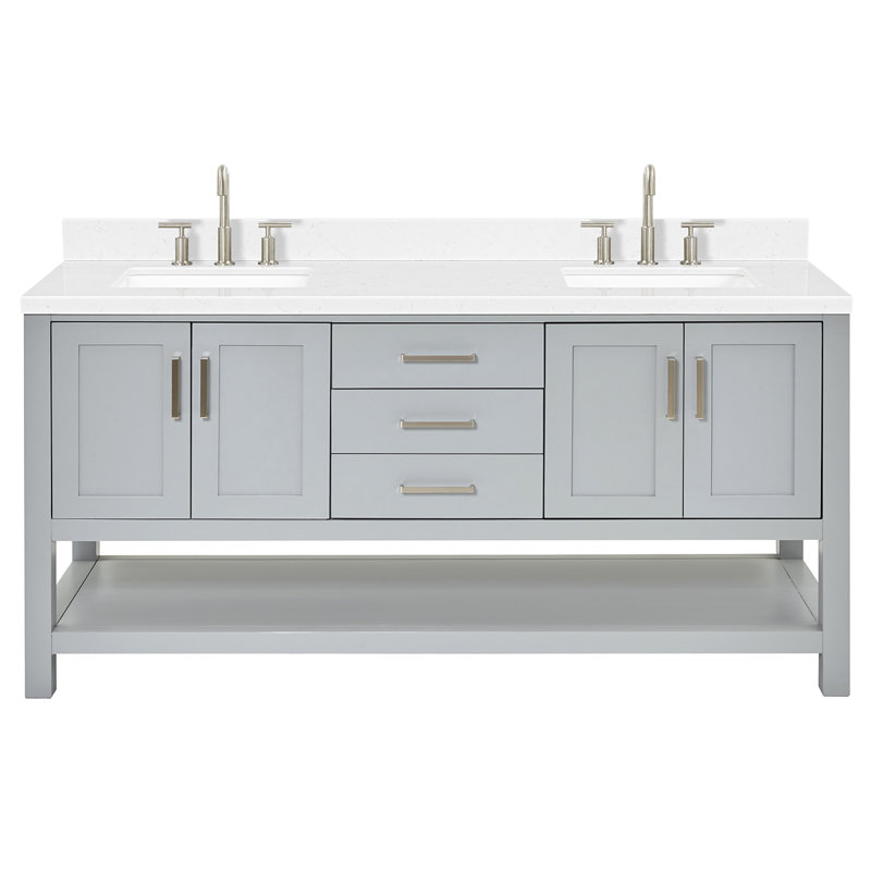 ARIEL Magnolia 72 Double Bathroom Vanity with Top, Rectangular, Gray