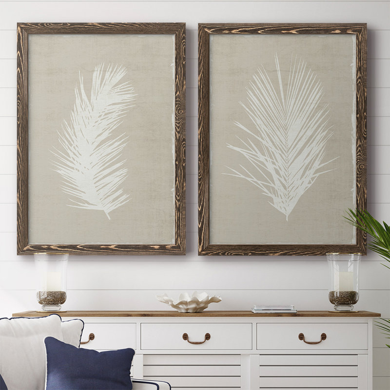 Palm Oasis I - Toile encadrée de qualité supérieure, H 42,5 po x l 61 po x P 1,5 po, Noyer