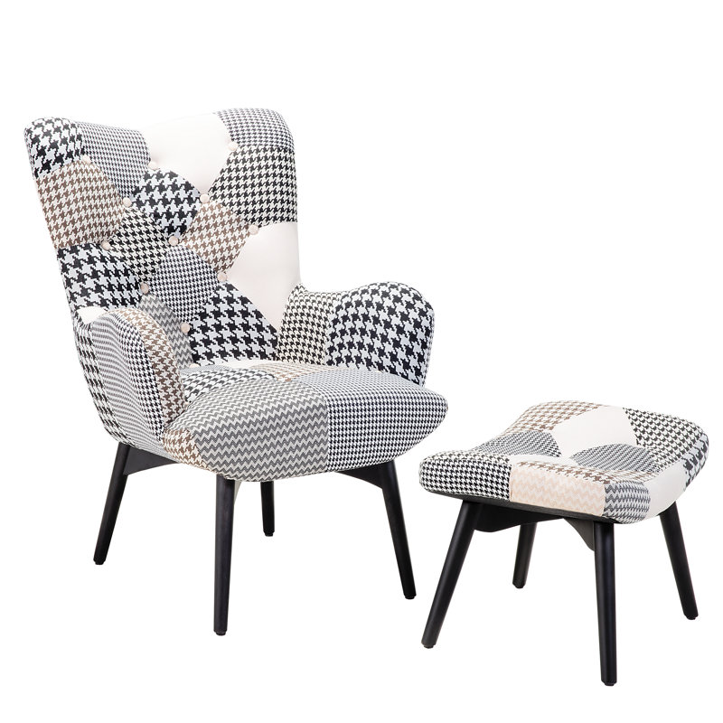 Vejle Upholstered Wingback Chair with Footstool