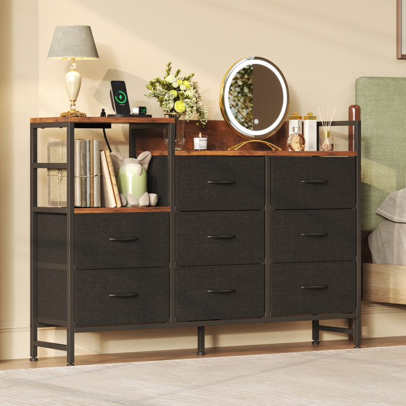 8 Drawer 52" W Double Dresser with Power Outlet