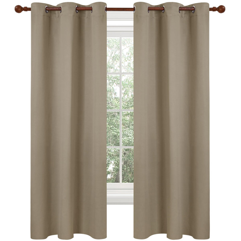 Thermal Insulated Room Darkening Grommet Curtain Panels (Set of 4), 38" W x 63" L, Khaki