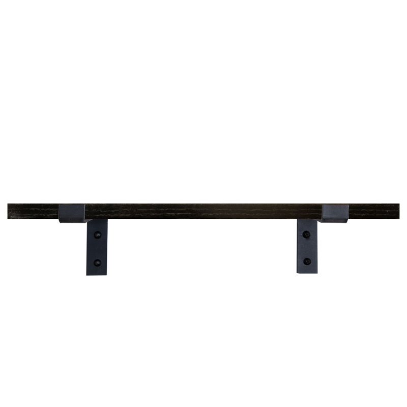 Rayne Metal Bracket Oak Shelf, Black, 1" H x 22" W x 8" D