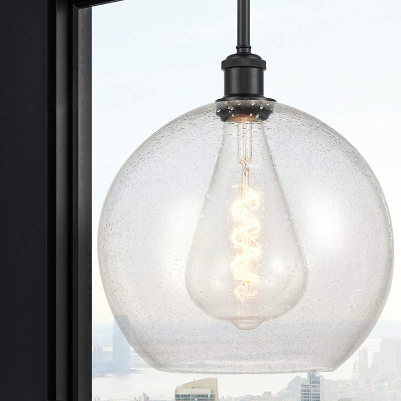 Luminaire suspendu sphérique 1 lumière Cindi, H 14,38 po x l 11,75 po x P 11,75 po, DEL, Noir mat