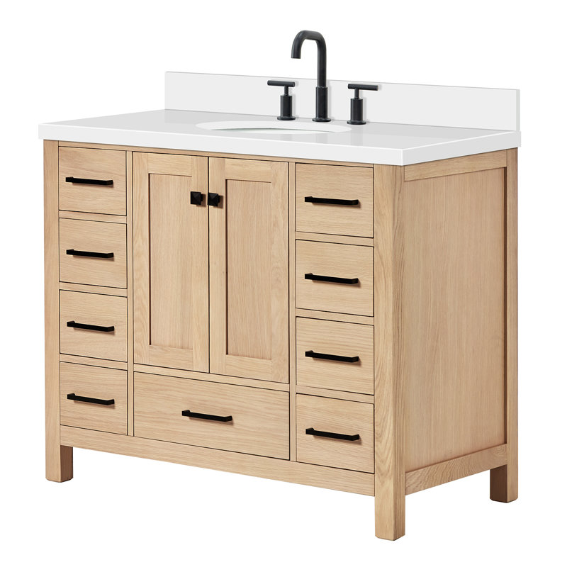 Ensemble de meuble-lavabo simple 43 po Cambridge, Chêne / noir mat, 43"