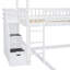 Lit superposé simple au-dessus d'un lit double avec glissade et marches de rangement, conception de lit maison pour le plaisir et l'espace - Solution pour la chambre à coucher-355482977