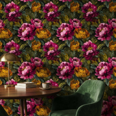 Dark Floral Wallpaper Moody Floral Botanical Wall Mural